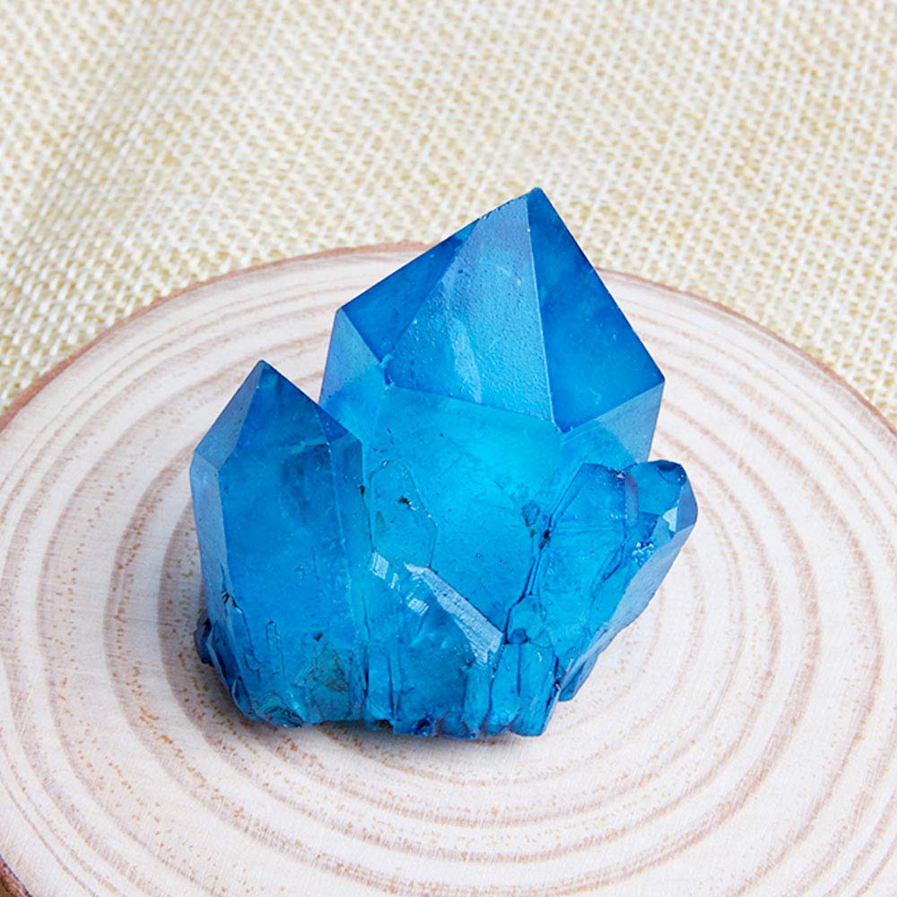 Wixine blue titanium quartz cluster for yoga or meditation spaces.