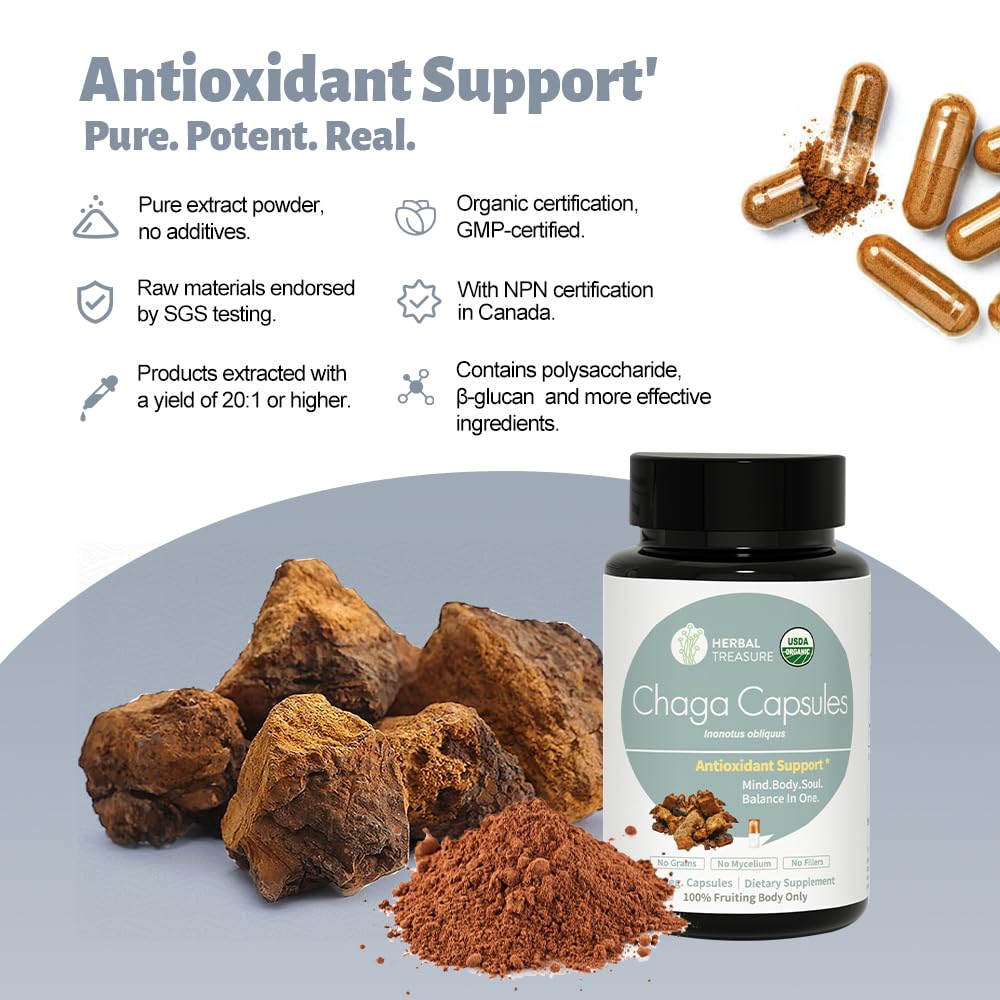 WL Herbal Treasure Chaga powder tub highlighting pure extract for daily wellness