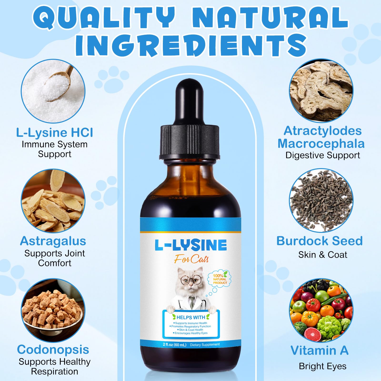 WLCTJIAYOU L-Lysine for Cats skin and coat nourishment.