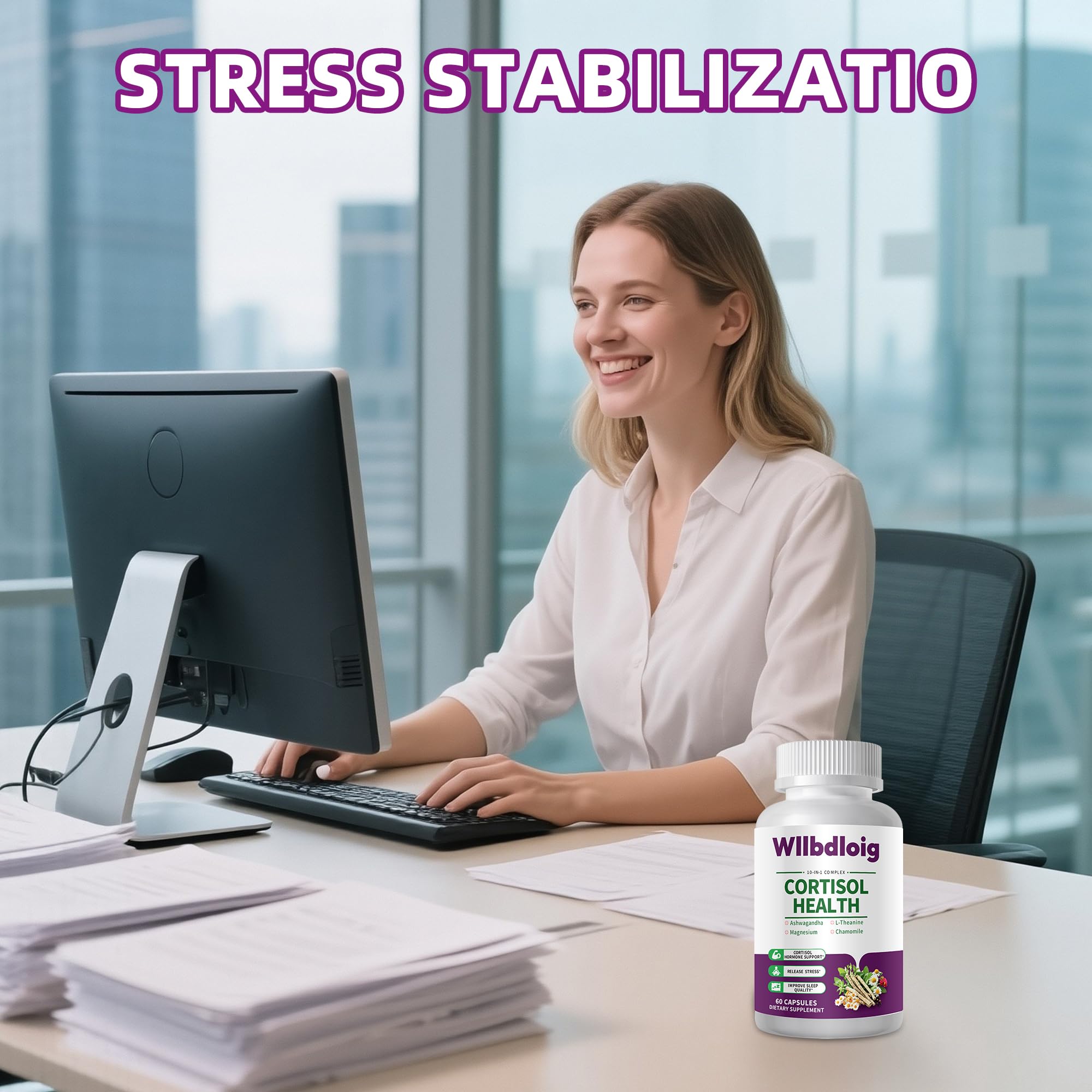 Wllbdloig cortisol capsules with water in morning routine scene