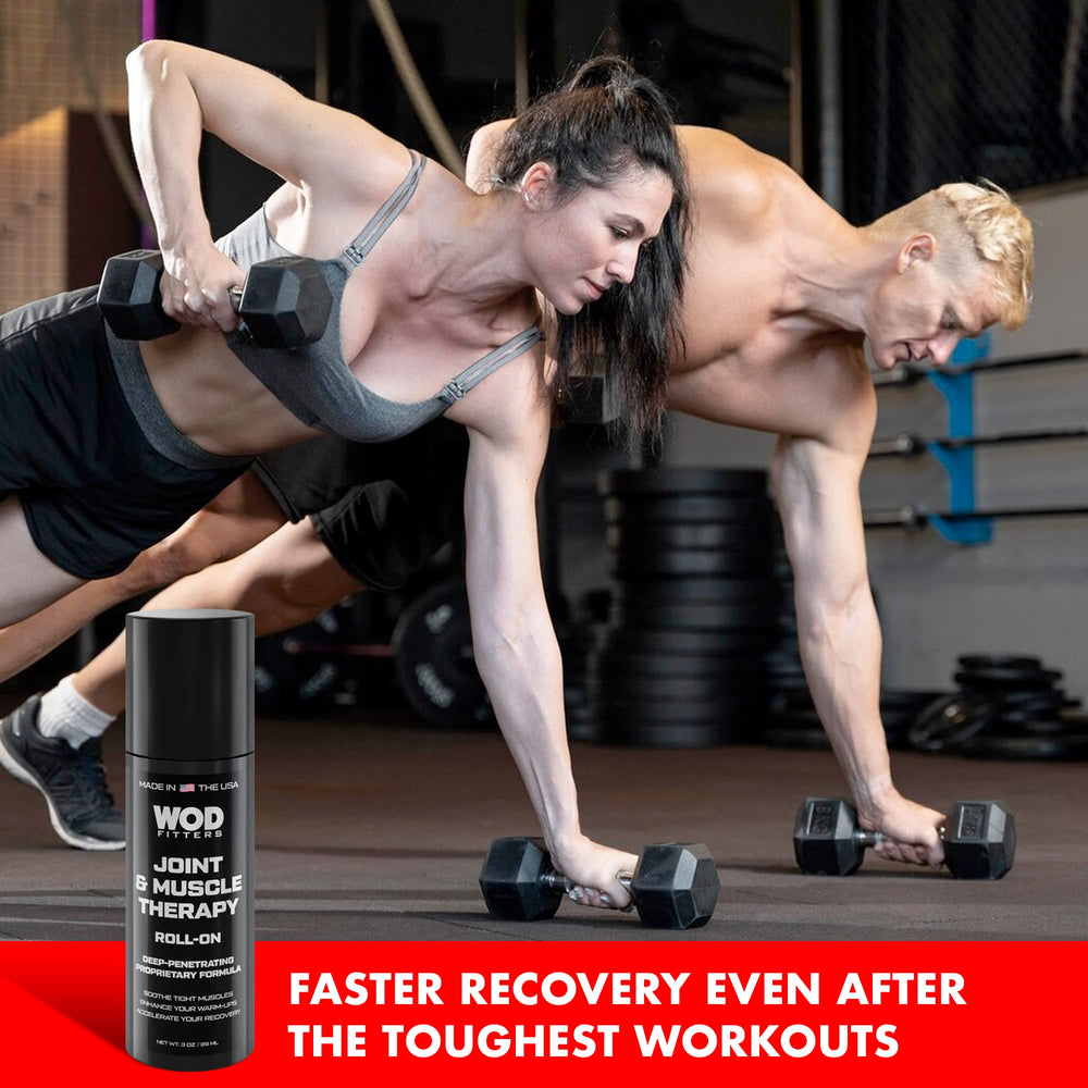 WODFitters hip and shoulder-relief roll-on for athletic recovery needs.