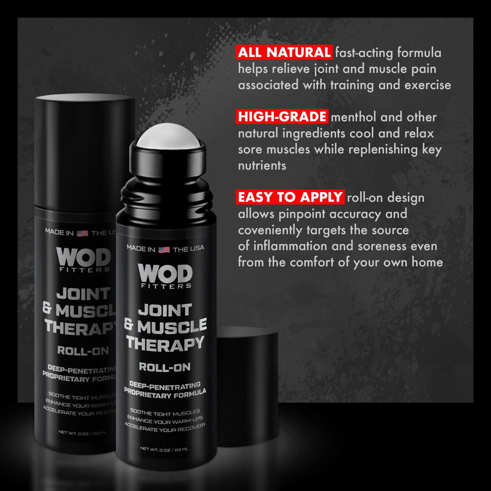 WODFitters menthol cooling roll-on demonstrates refreshing relief.