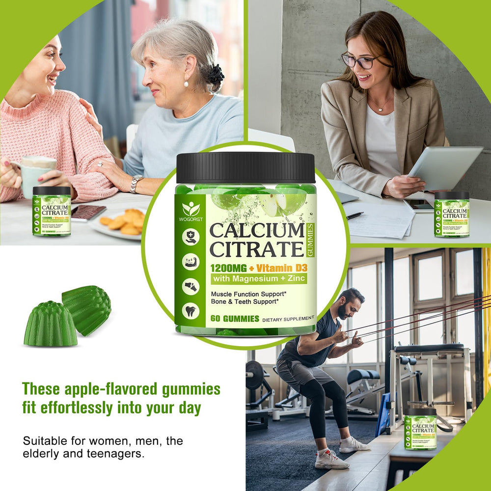 WOGORGT vegan gummies with apple flavor for bone support