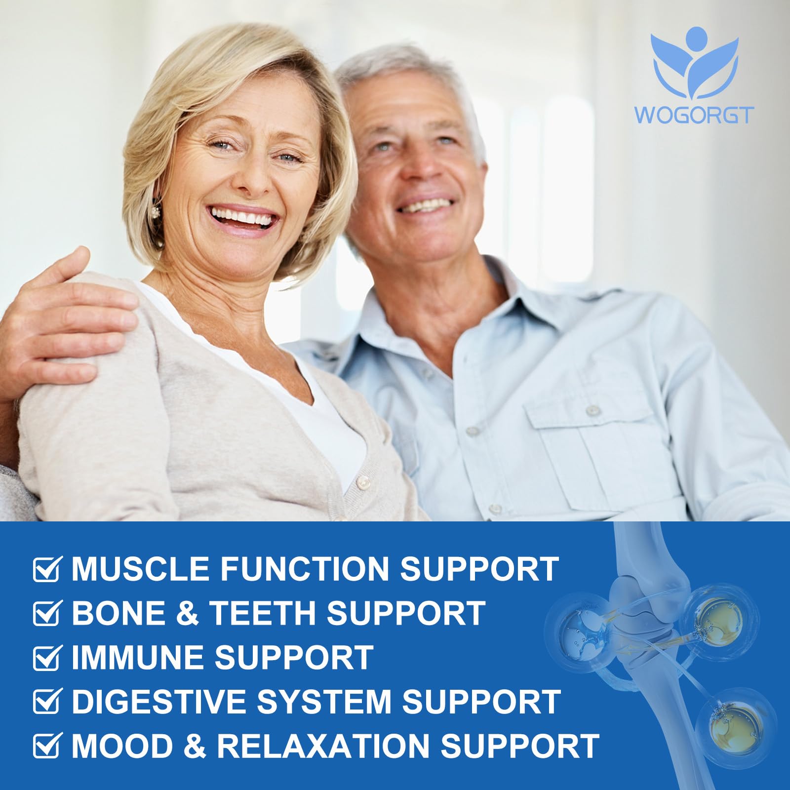 WOGORGT calcium citrate label with D3 magnesium and zinc for balanced absorption
