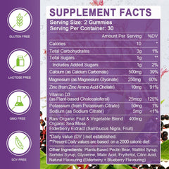 WOGORGT calcium magnesium zinc gummies bottle cap close-up highlighting vegan formula