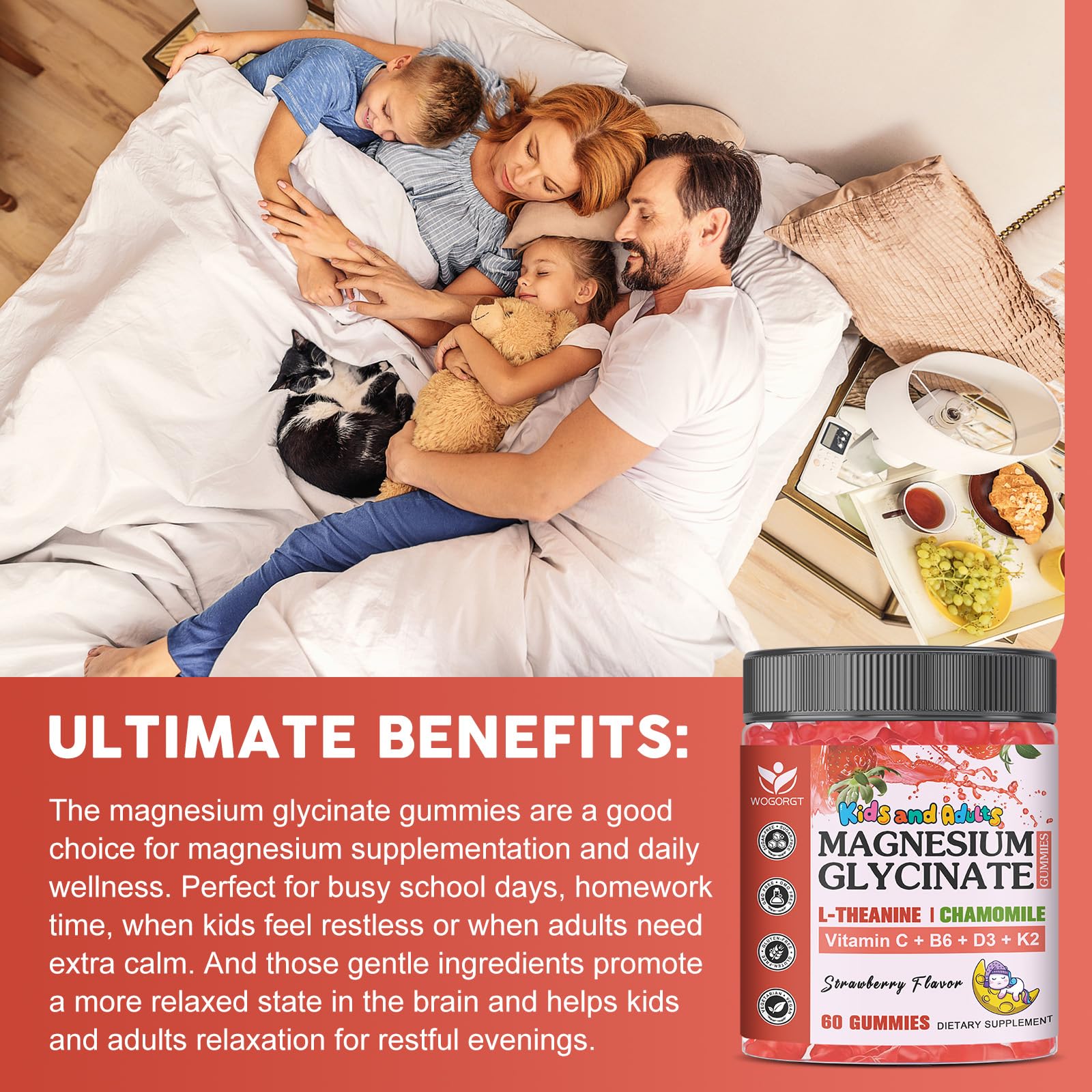 Adult serving with L-Theanine and chamomile for relaxed evenings with WOGORGT