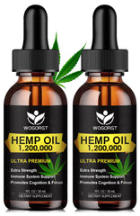 WOGORGT Organic Hemp Oil bottle front view for calm daily rituals.