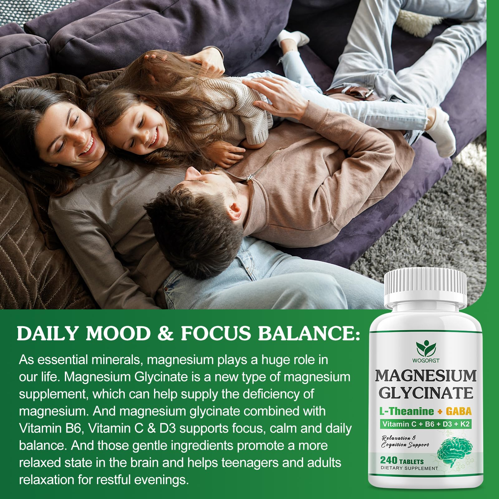 WOGORGT Vegan gelatin-free tablet features a clean, plant-based supplement.