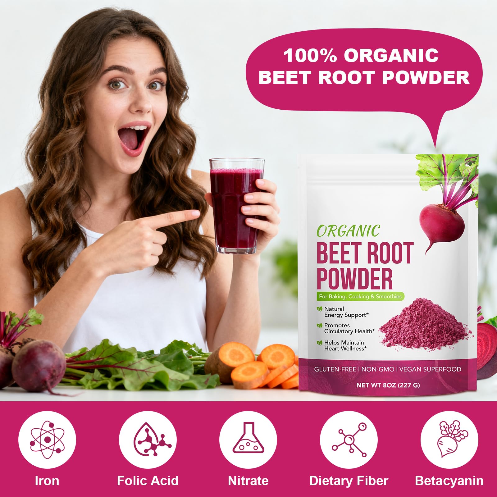 WOJBALMN Beetroot Powder used in baking for naturally colored pastries