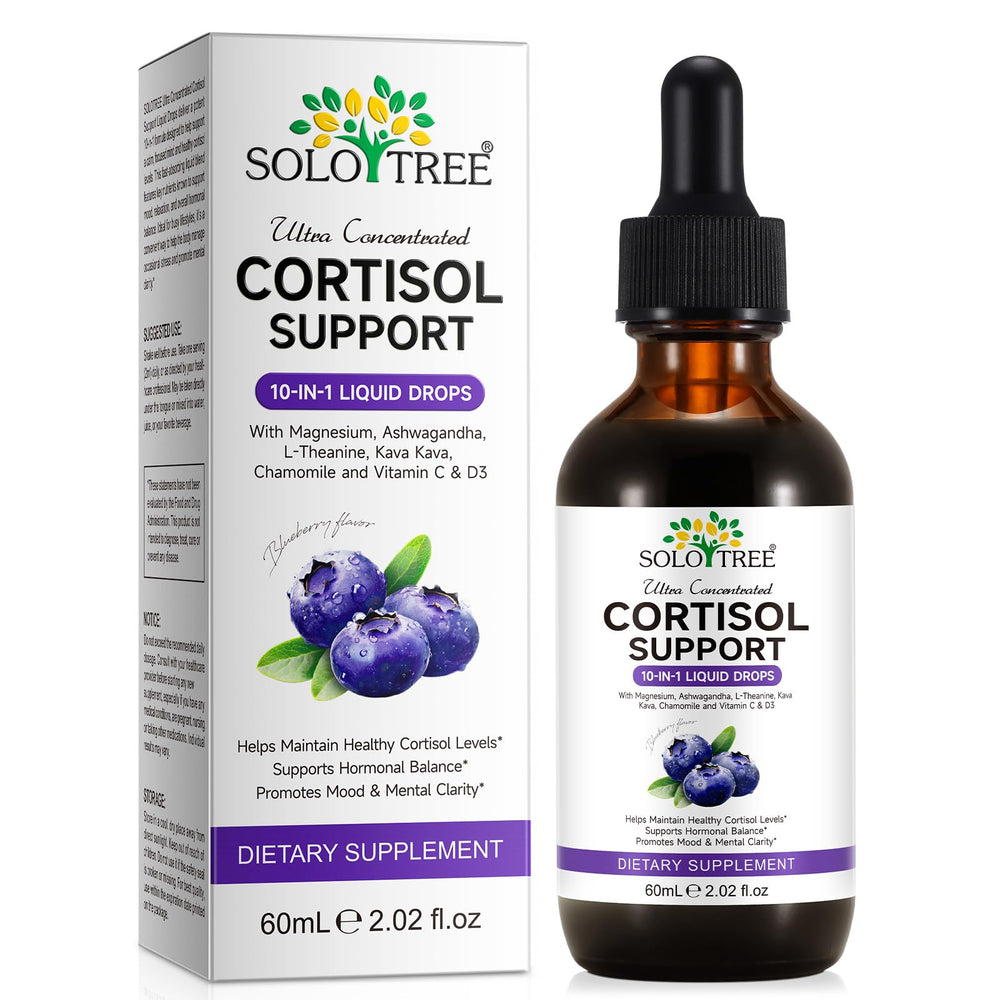 WOJBALMN Cortisol Drops bottle highlighting calming adaptogen blend for daily stress support