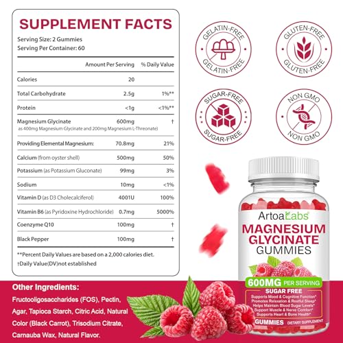 WOJBALMN Magnesium Glycinate Gummies close-up shows juicy raspberry bites aiding relaxation