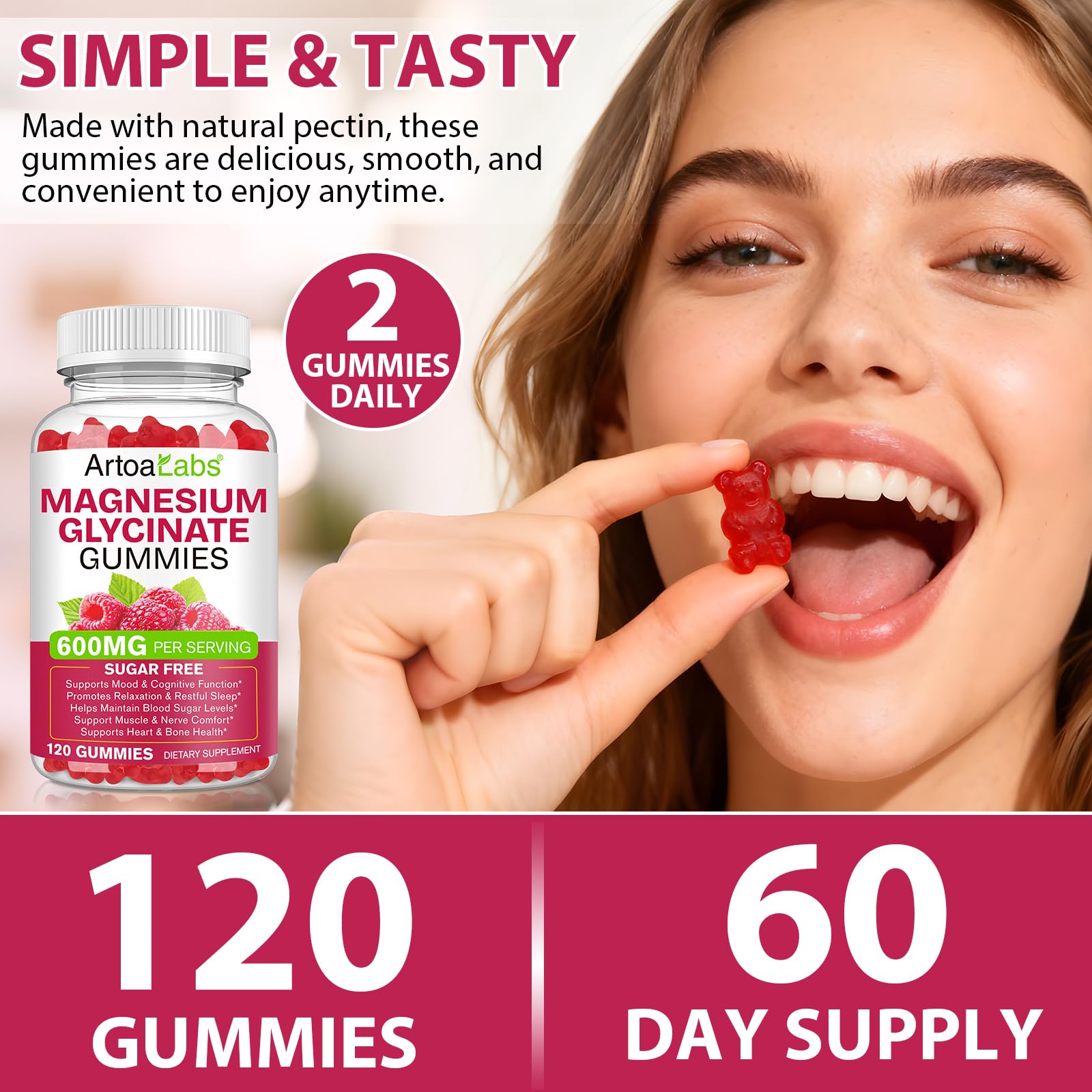 WOJBALMN gummies being poured to reveal easy-to-chew texture for daily routine
