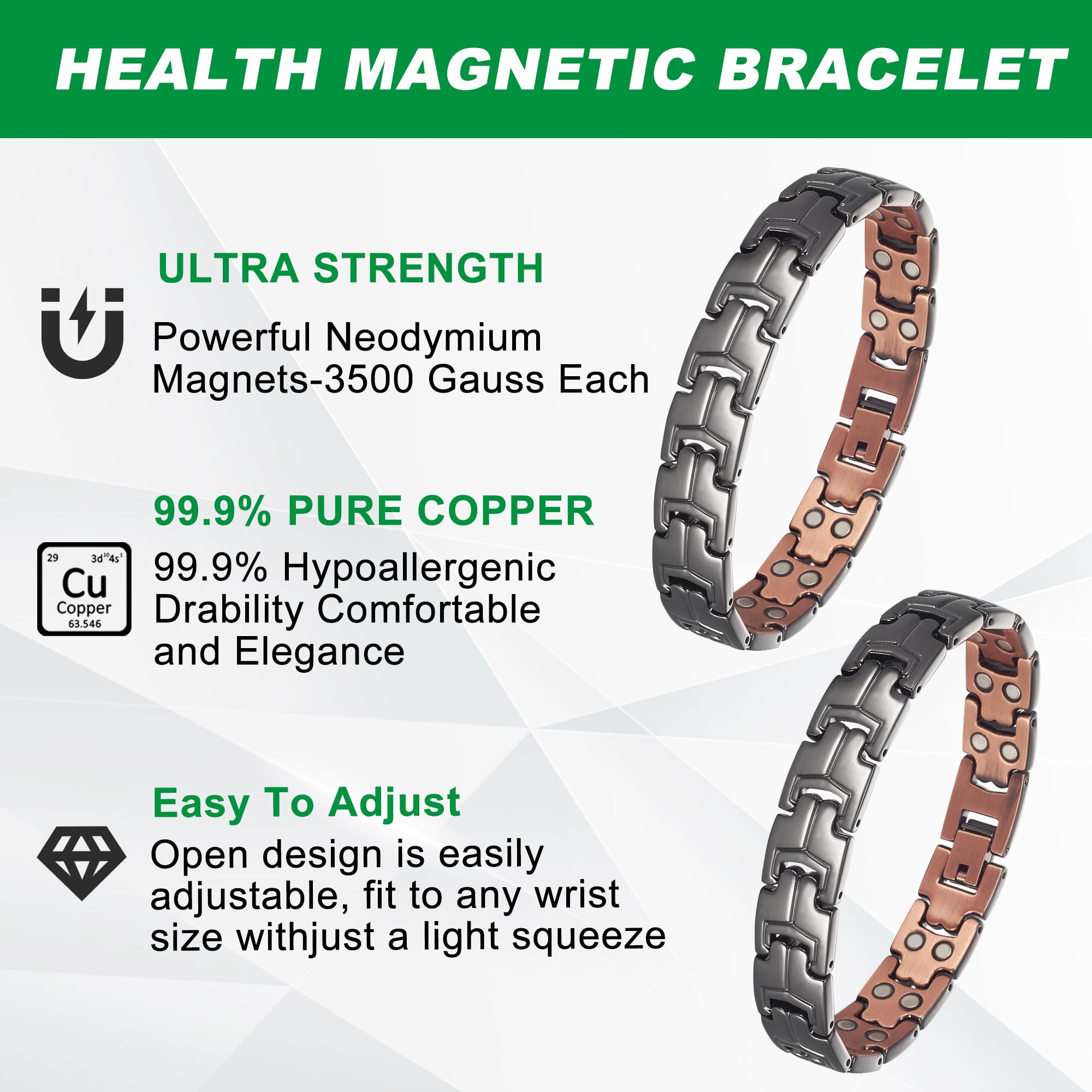 Wollet Puer copper unisex bracelet design suitable for daily wear and subtle style.