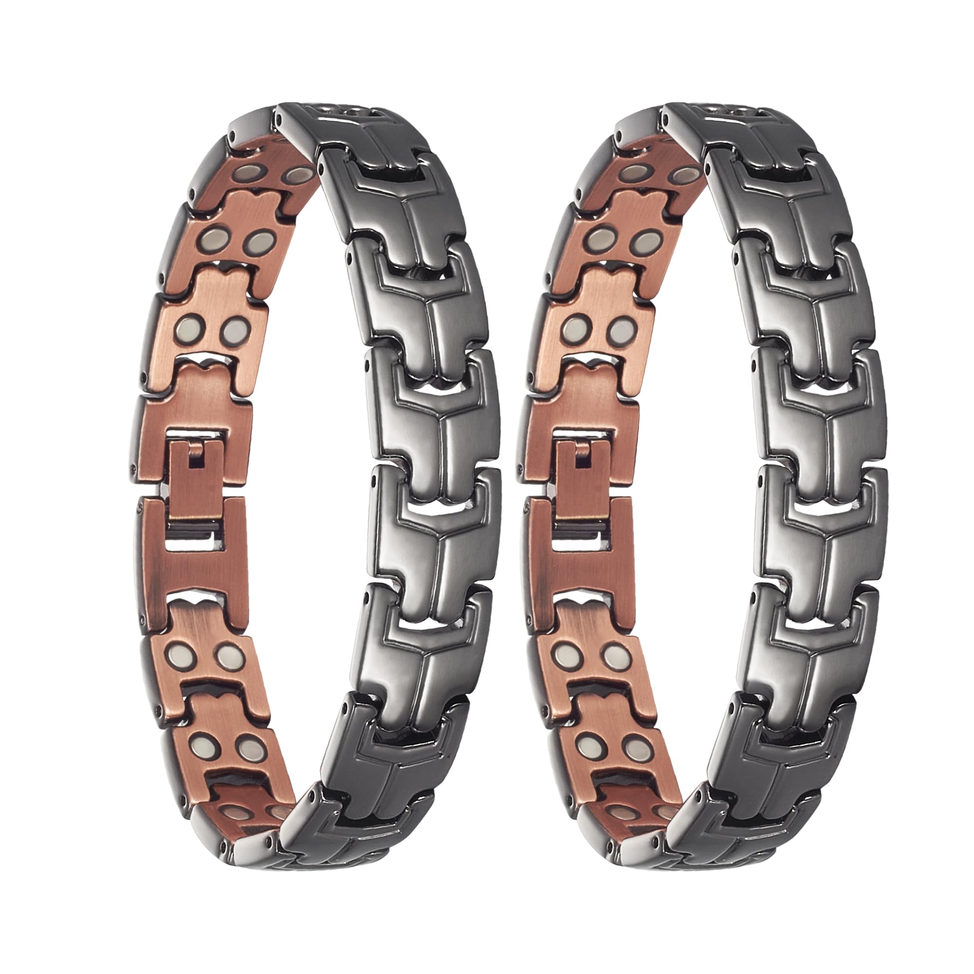 Wollet Puer copper magnetic bracelet worn on wrist with adjustable fit for all-day comfort.