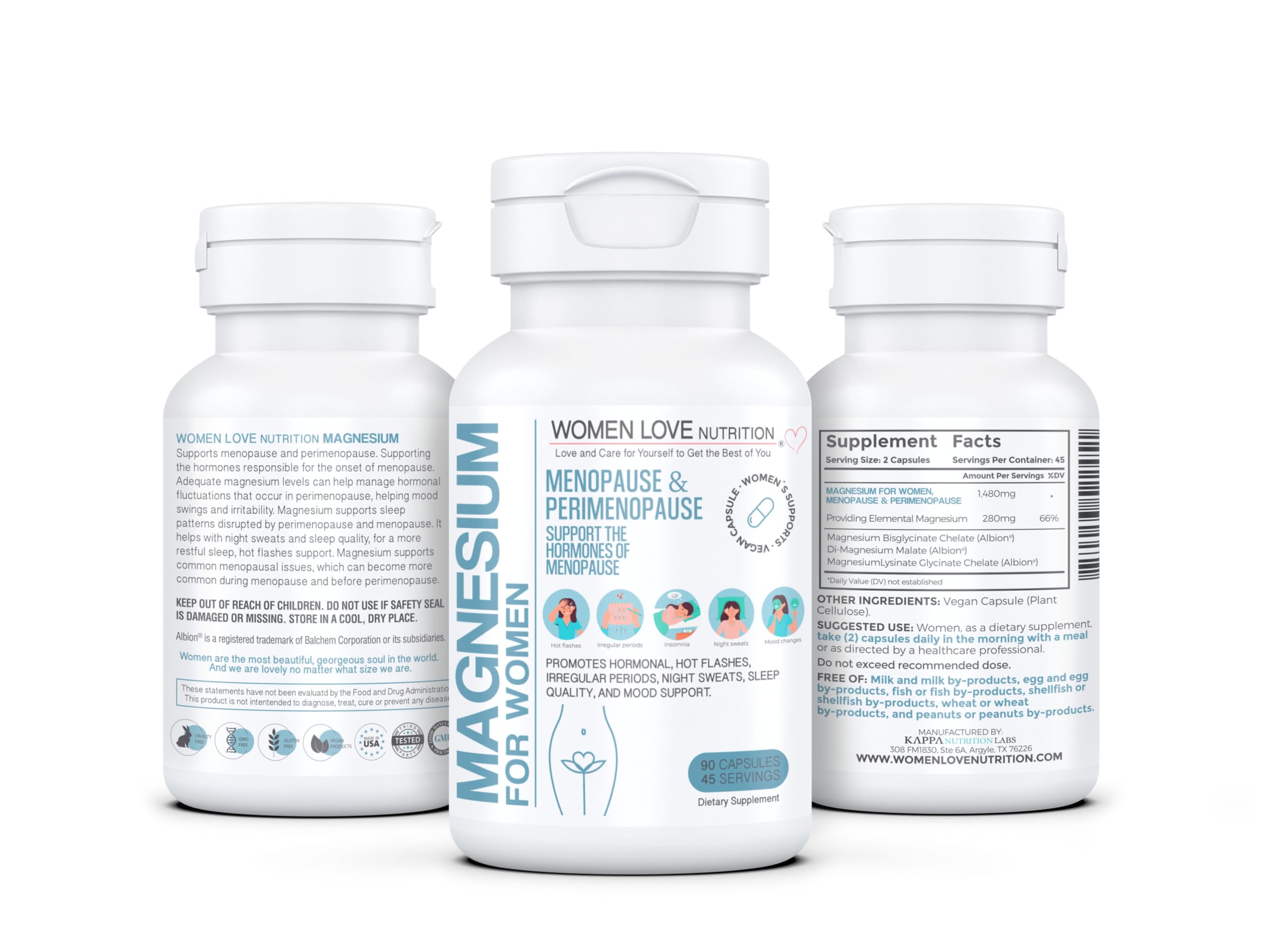 WOMEN LOVE NUTRITION Magnesium on nightstand, ready for a smooth routine.