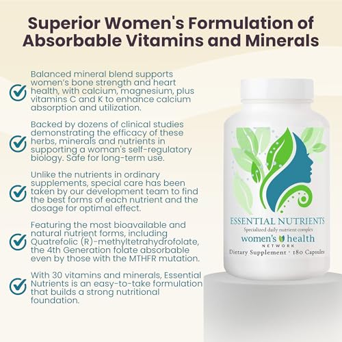 Close-up of Women's Health Network Essential Nutrients capsules for daily energy support.