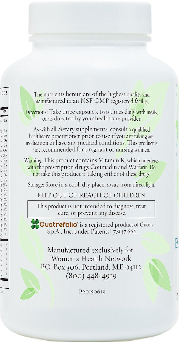 Women's Health Network Essential Nutrients shown on a kitchen counter for daily use.