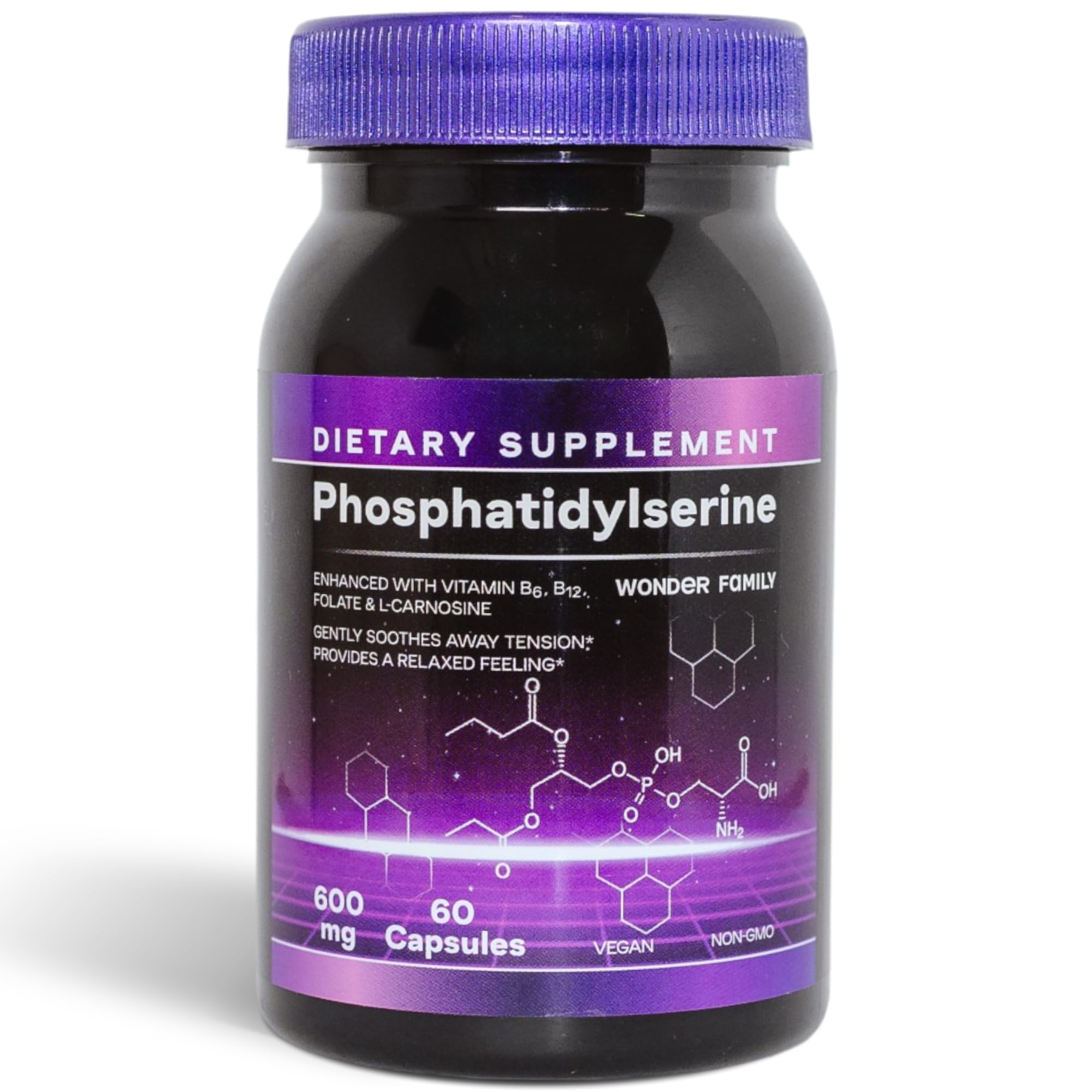 Wonder Family brain supplement bottle close-up showing focus-boosting formula.