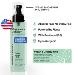 Wonder Family magnesium oil spray on body supports relaxation and post-workout recovery.
