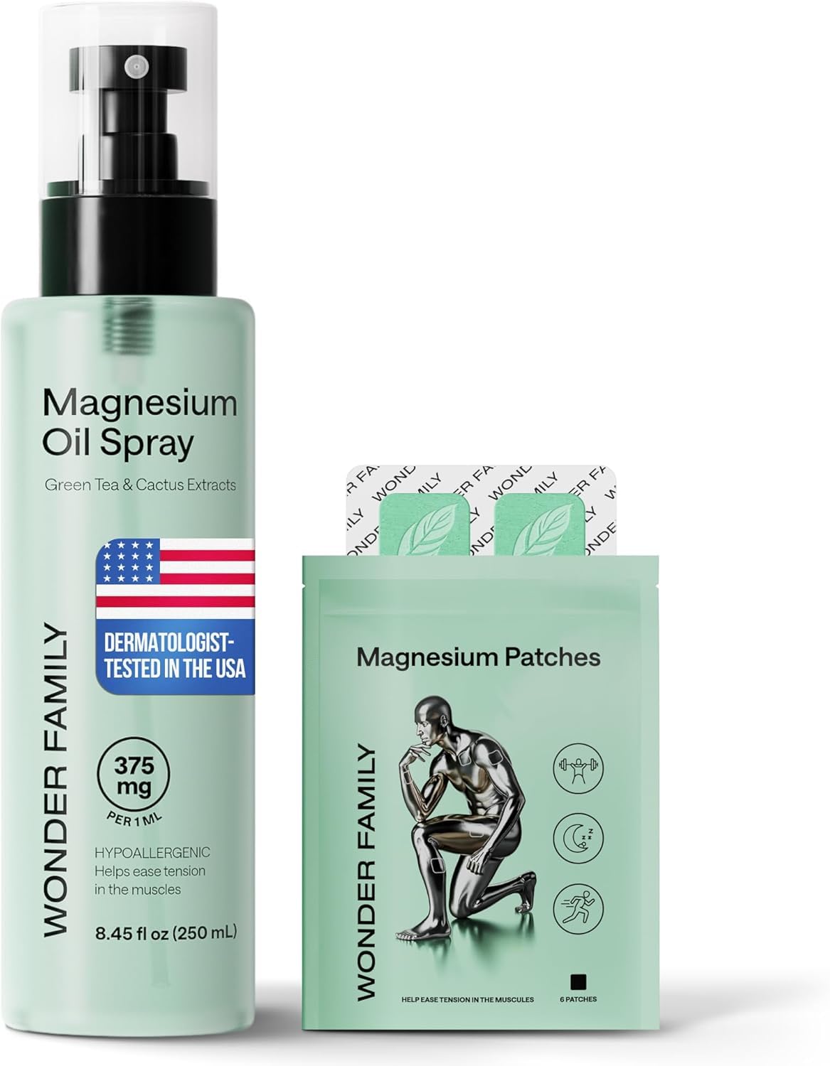 Wonder Family magnesium oil spray bottle for feet delivers fast absorption and skin hydration.