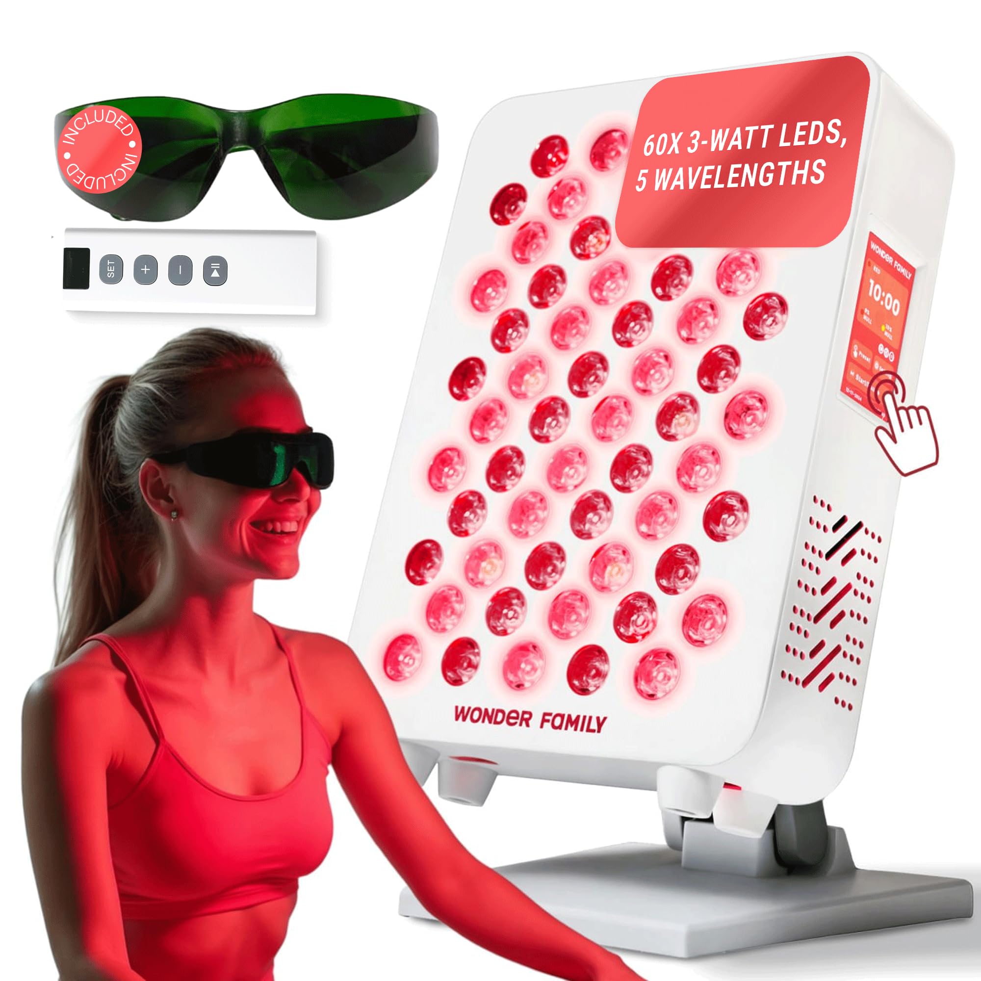 Wonder Family portable red light panel front view demonstrates home spa convenience