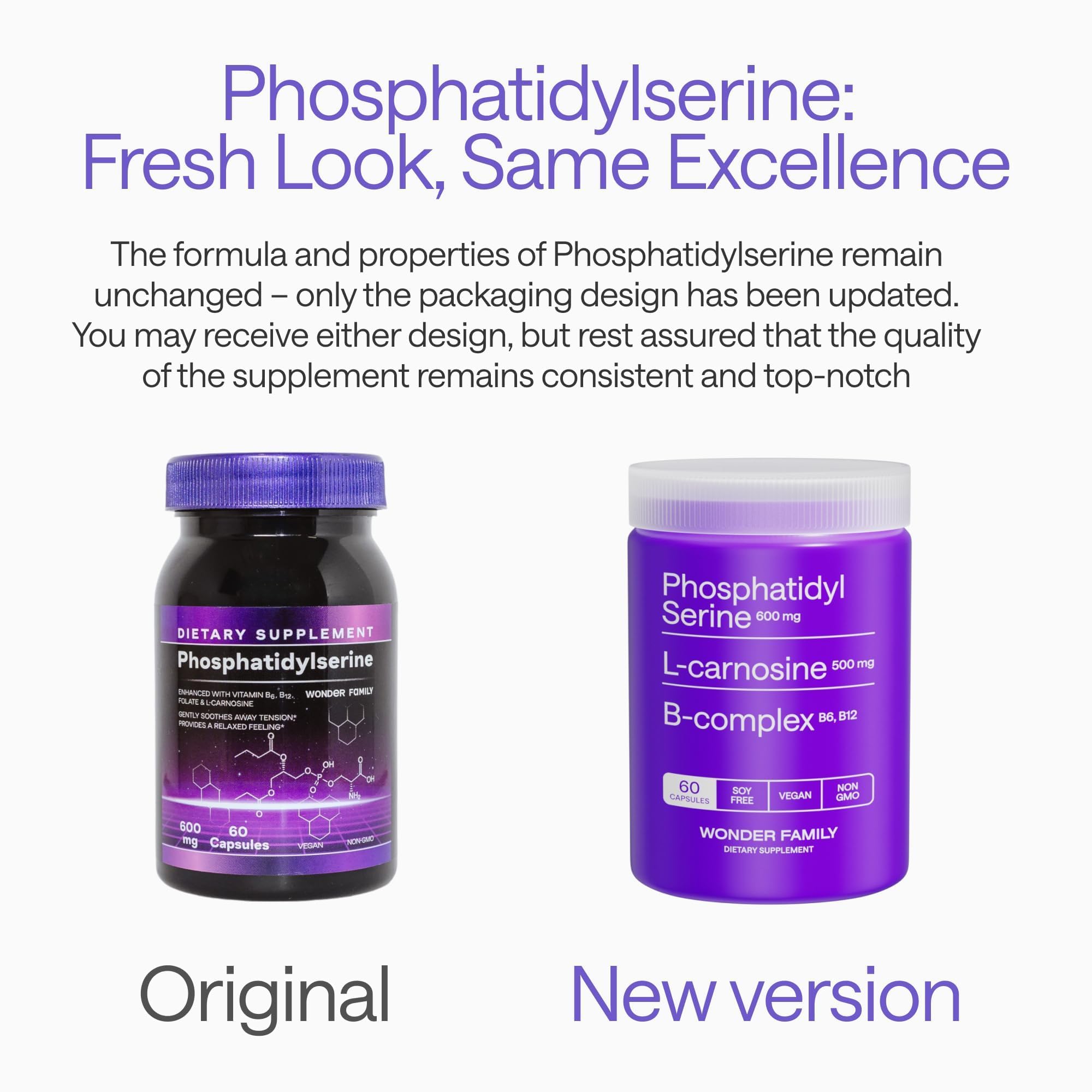 WONDER FAMILY 600mg phosphatidylserine tablets showing high-potency brain support