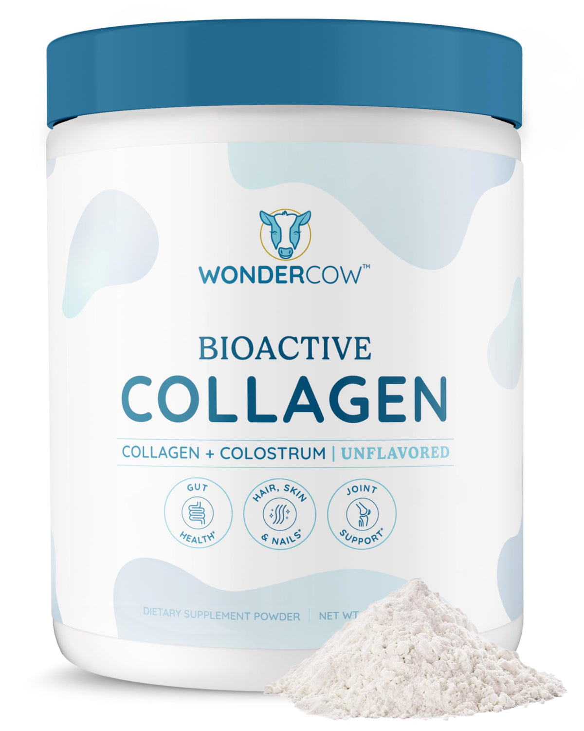 WonderCow collagen peptides bottle pour for a quick daily boost