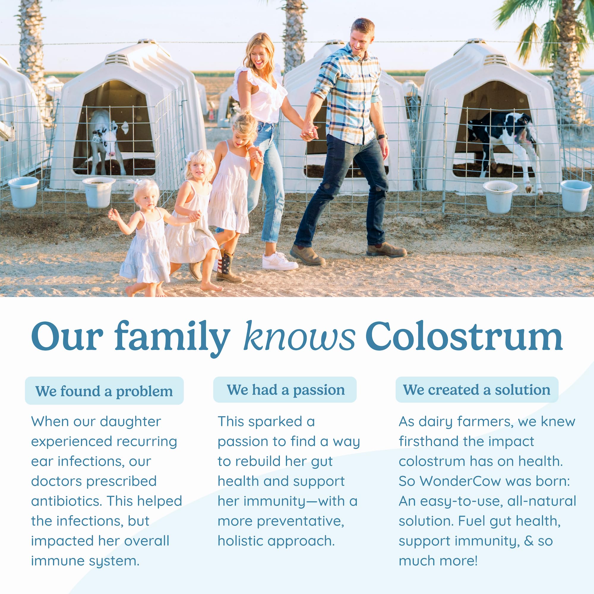 WonderCow colostrum powder close-up reveals natural texture and purity.