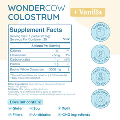 WONDERCOW colostrum powder to-go packet ready for convenient daily use