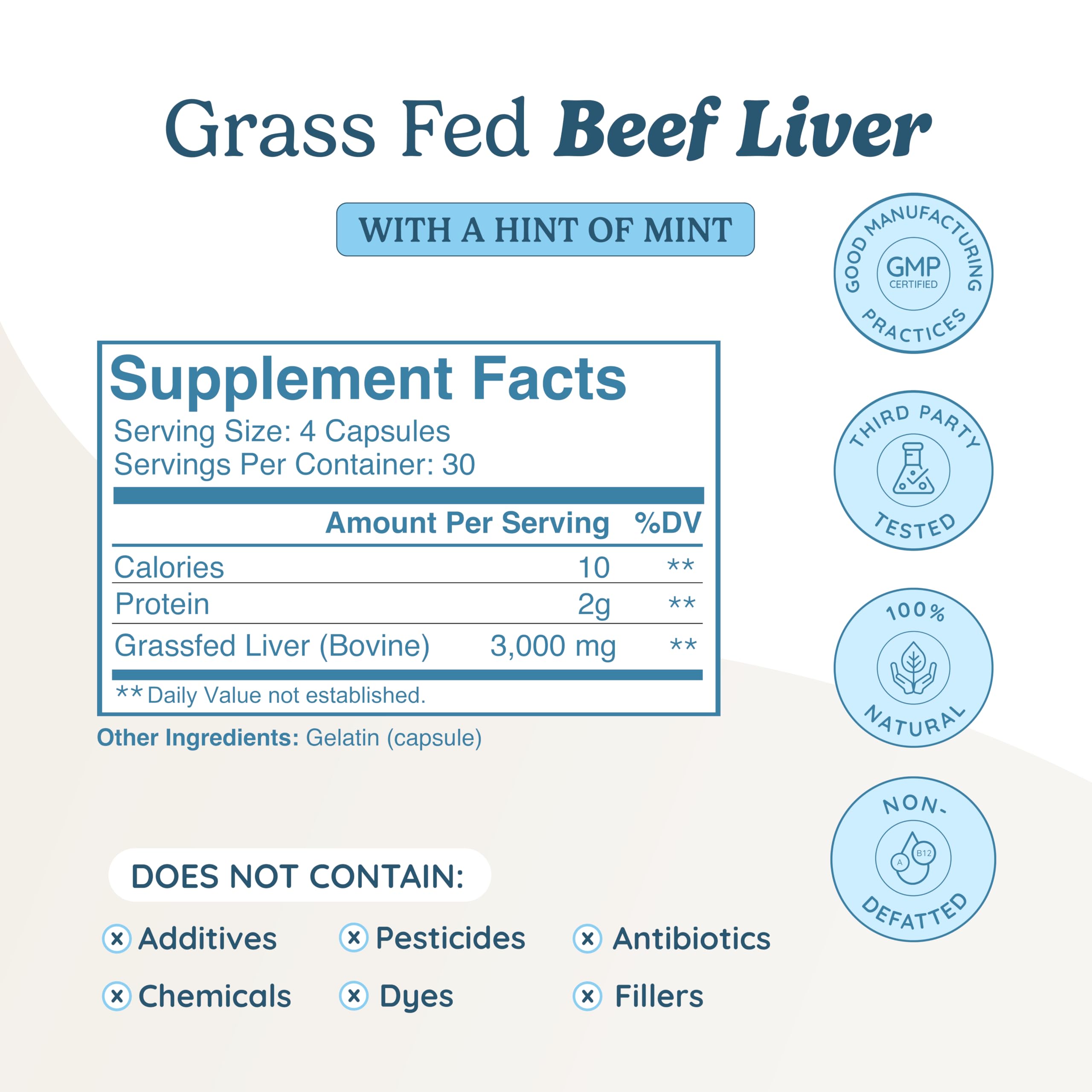 WONDERCOW grass-fed beef liver capsules pack – premium nutrient blend for daily vitality.