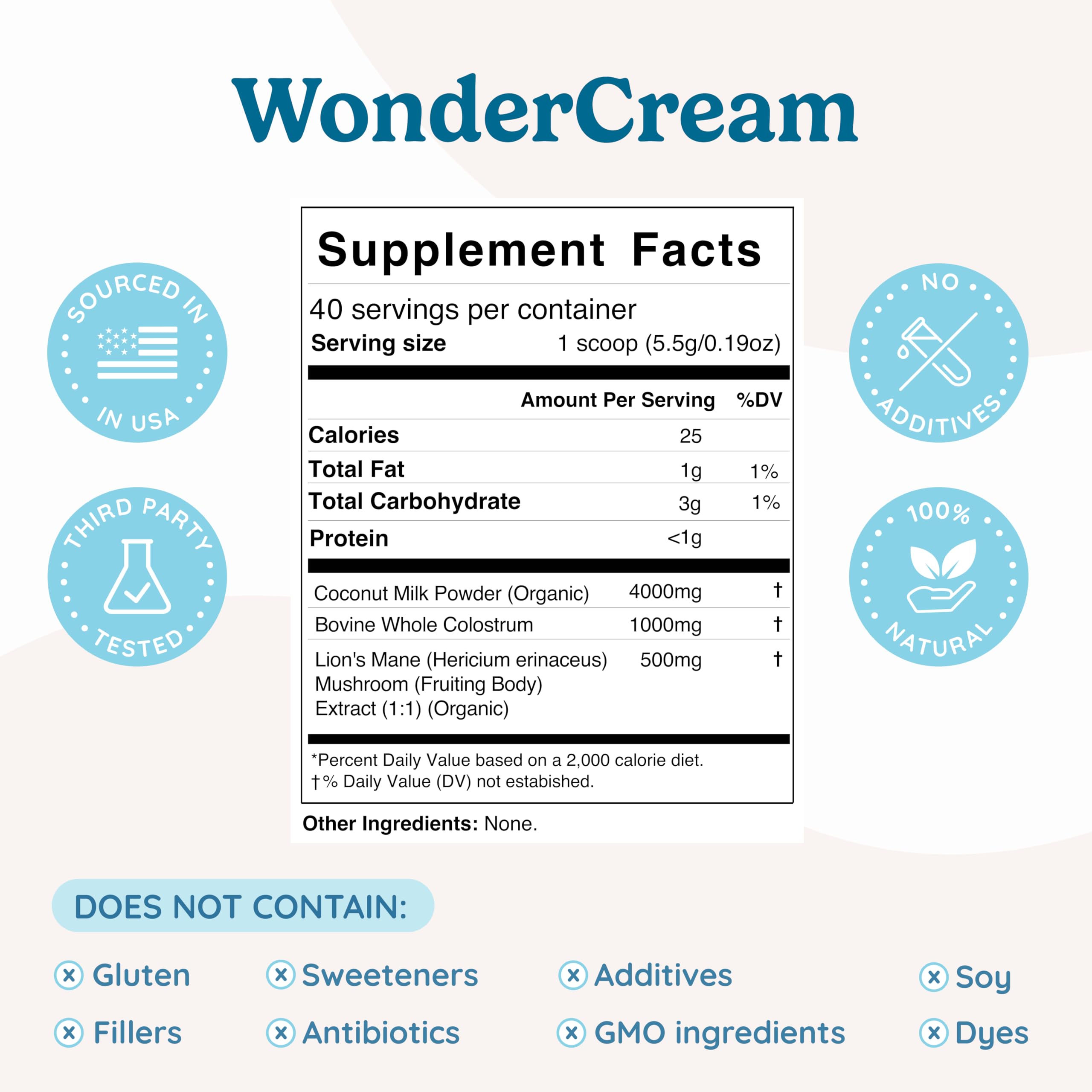WonderCow lion's mane mushroom powder bottle close-up