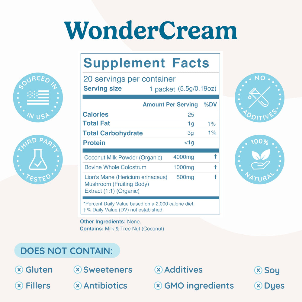 WonderCow Lions Mane mushroom powder supports focus in drinks