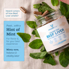 WONDERCOW mint-flavored capsules closeup – refreshing liver nutrition for easy dosing.