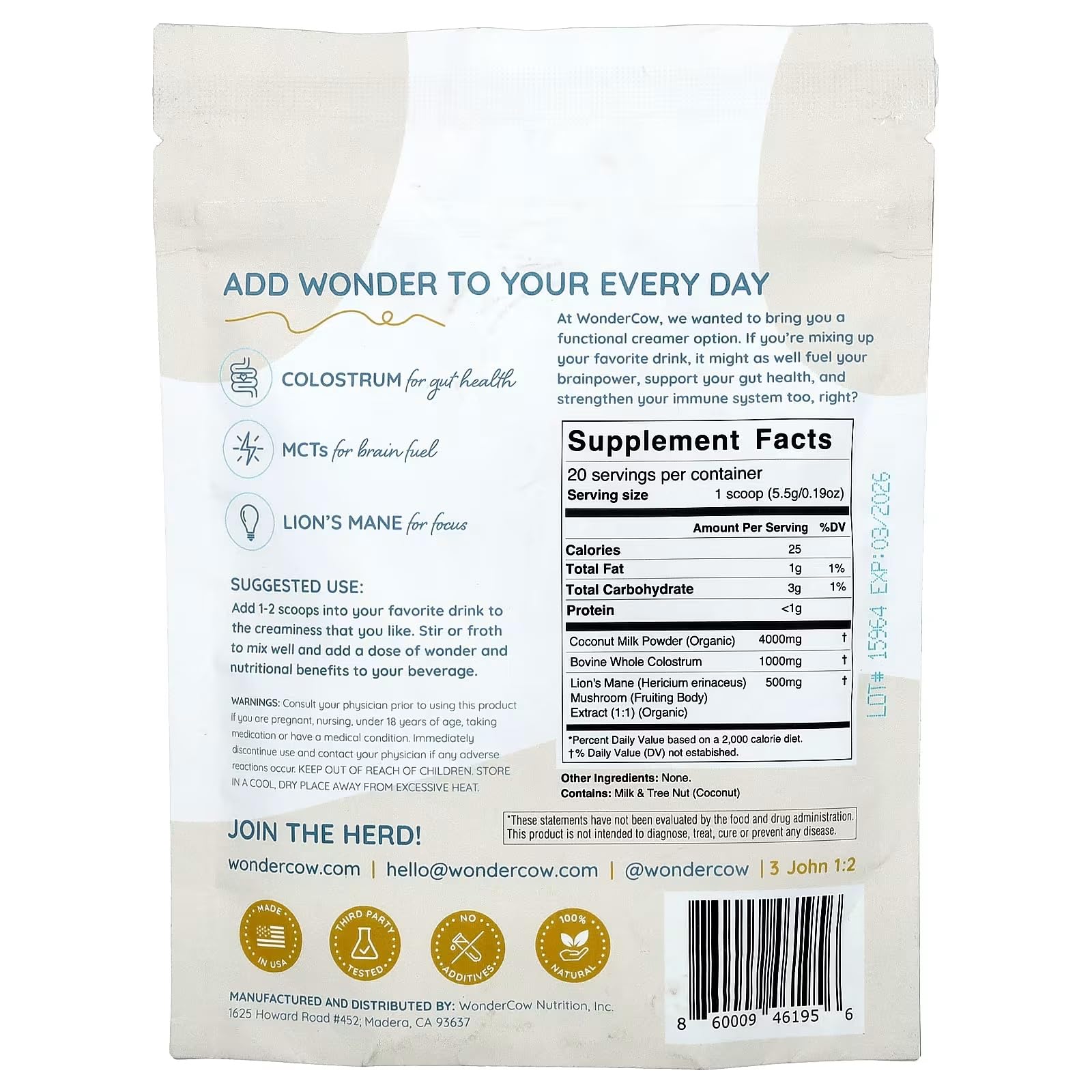 WonderCow third-party testing confirms potency and product integrity