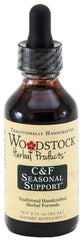 Woodstock C&F Seasonal Support bottle showing herbal formula for daily immune support.