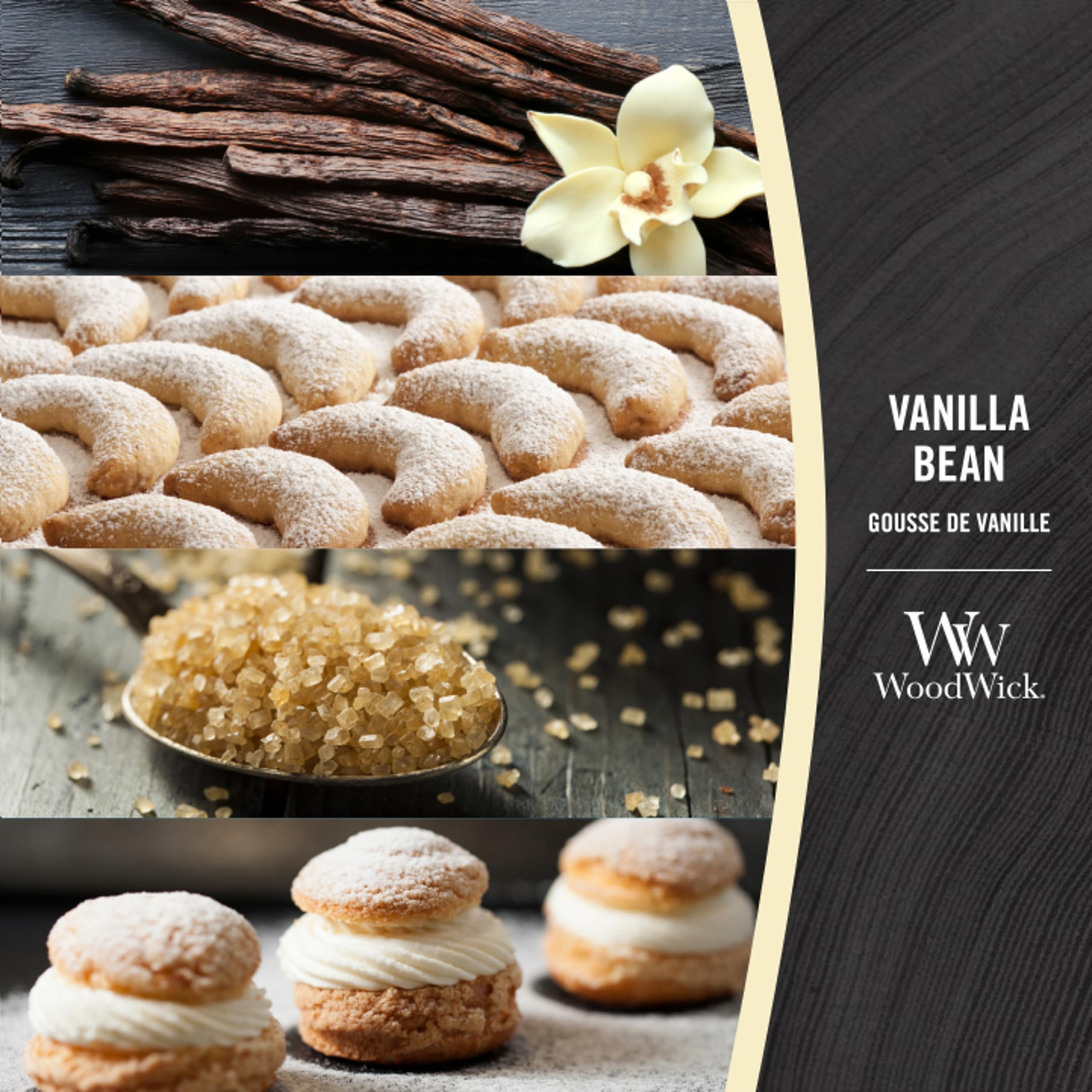 WoodWick Elipsa Vanilla Bean candle flame crackle for cozy ambiance.