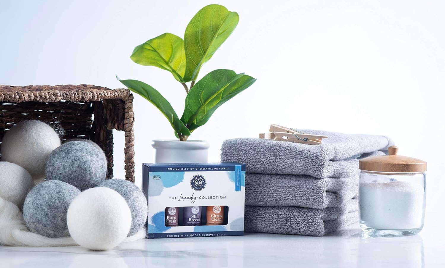 Woolzies Laundry Collection Gift Set image ready for gifting and aroma variety