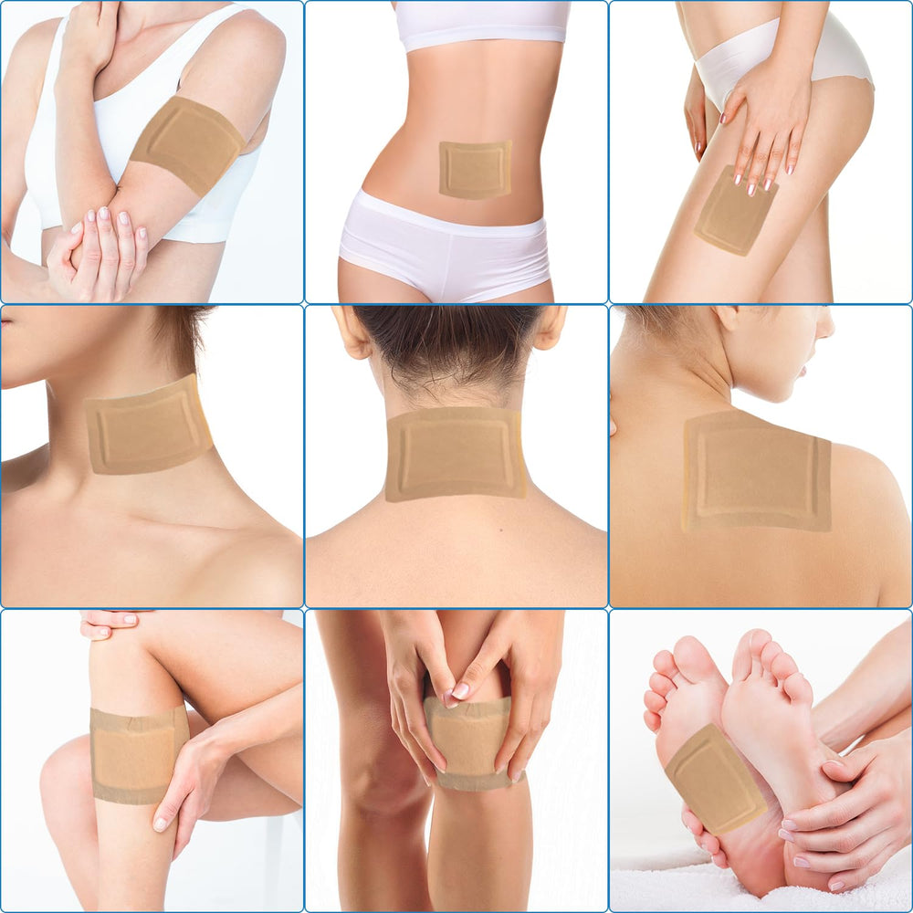 Woowruier castor oil patches being applied with simple placement.