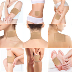 Woowruier castor oil patches being applied with simple placement.