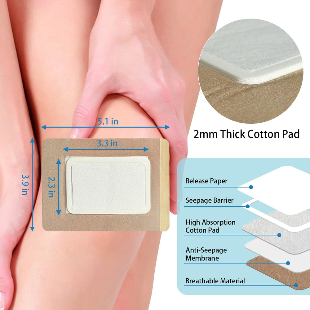 Woowruier castor oil patches on skin demonstrating targeted area coverage.