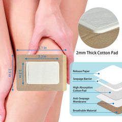 Woowruier castor oil patches on skin demonstrating targeted area coverage.