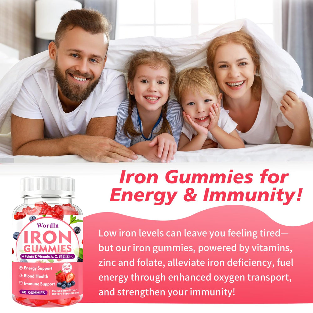 Wordln Iron Gummies family-friendly packaging for adults and kids.