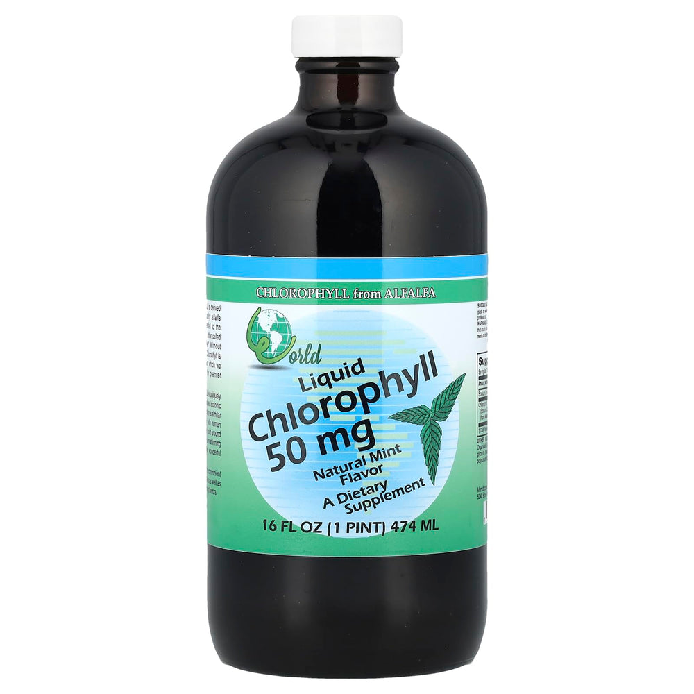 World Organic CHLOROPHL Mint 50MG packaging front, ready for daily minty chlorophyll supplementation.