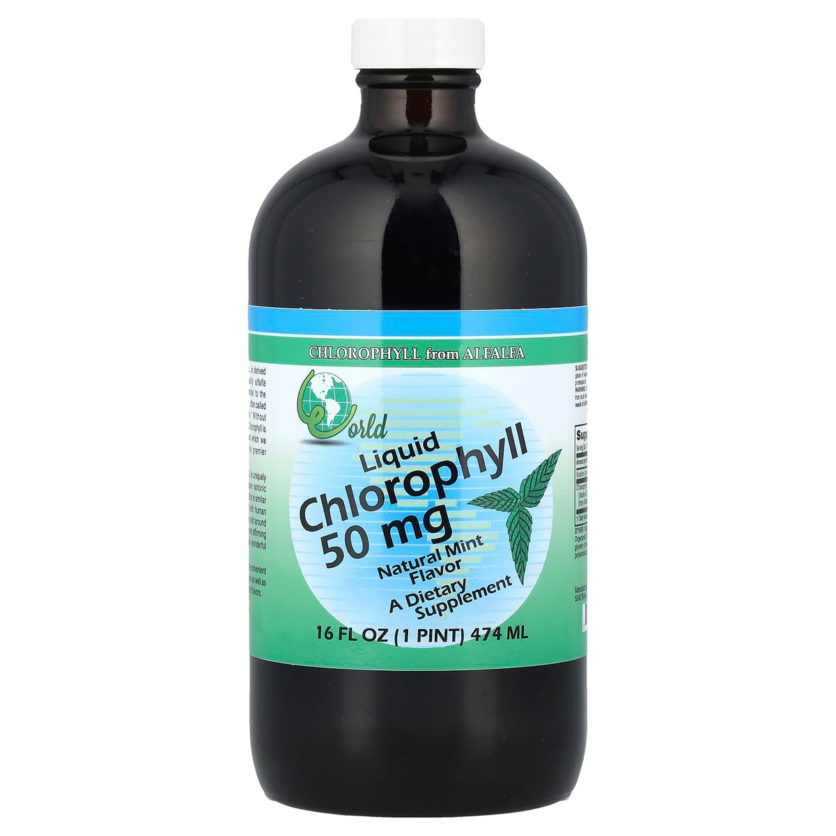 World Organic CHLOROPHL Mint 50MG packaging front, ready for daily minty chlorophyll supplementation.