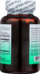 Closeup of World Organic Chlorophyll capsules, easy daily intake for wellness support.