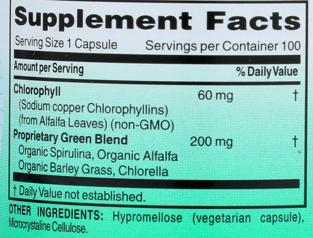 World Organic Chlorophyll capsules beside fresh greens, supporting a daily greens ritual.