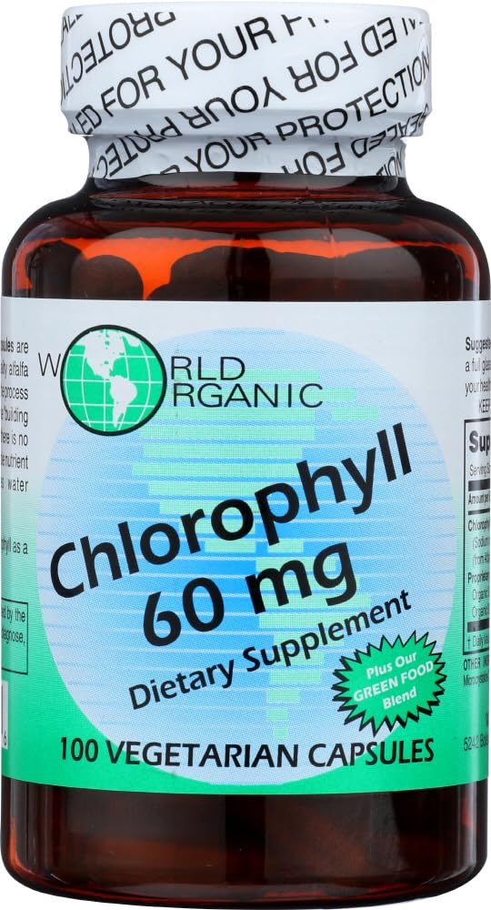 World Organic Chlorophyll 60MG bottle shown for daily wellness and easy dosing
