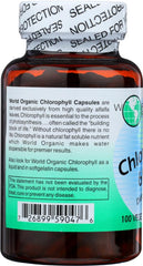 World Organic Chlorophyll 60MG label displays ingredients and benefits at a glance
