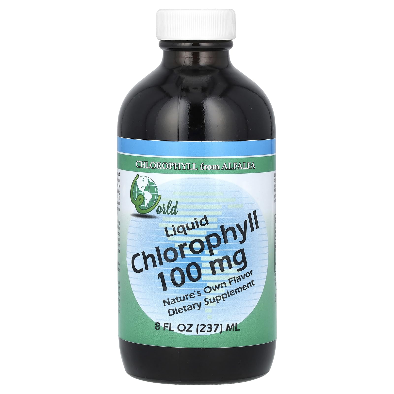World Organic chlorophyll liquid bottle for daily wellness and easy dosing.