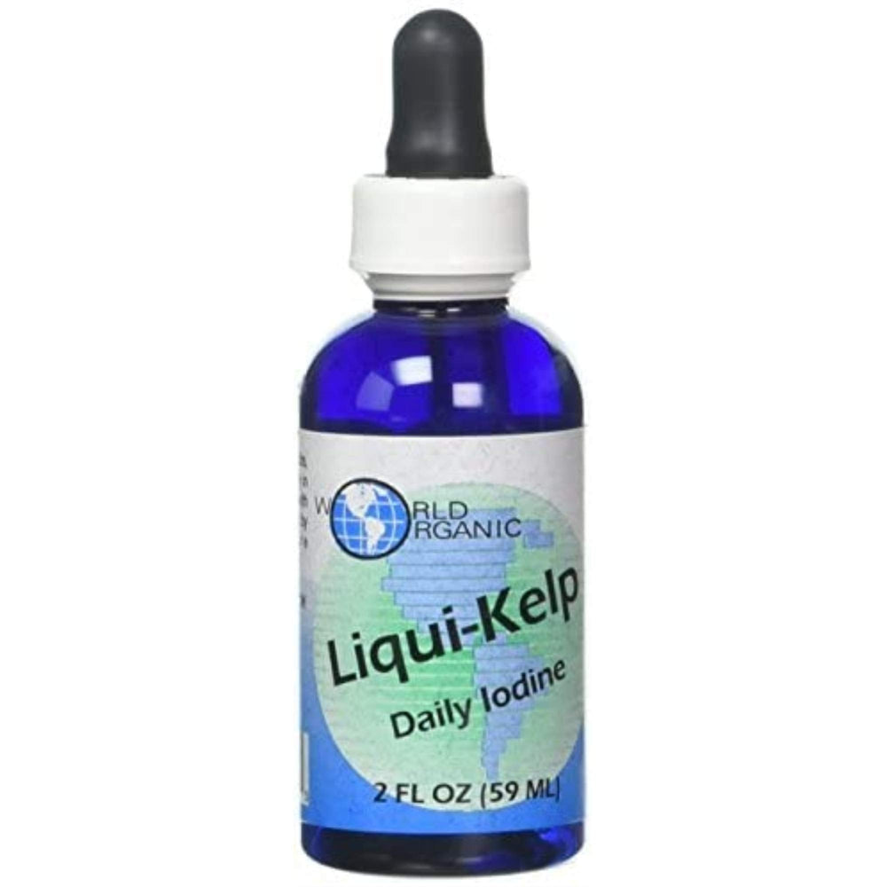 World Organic Kelp Liquid bottle pour for easy dosing and quick use.